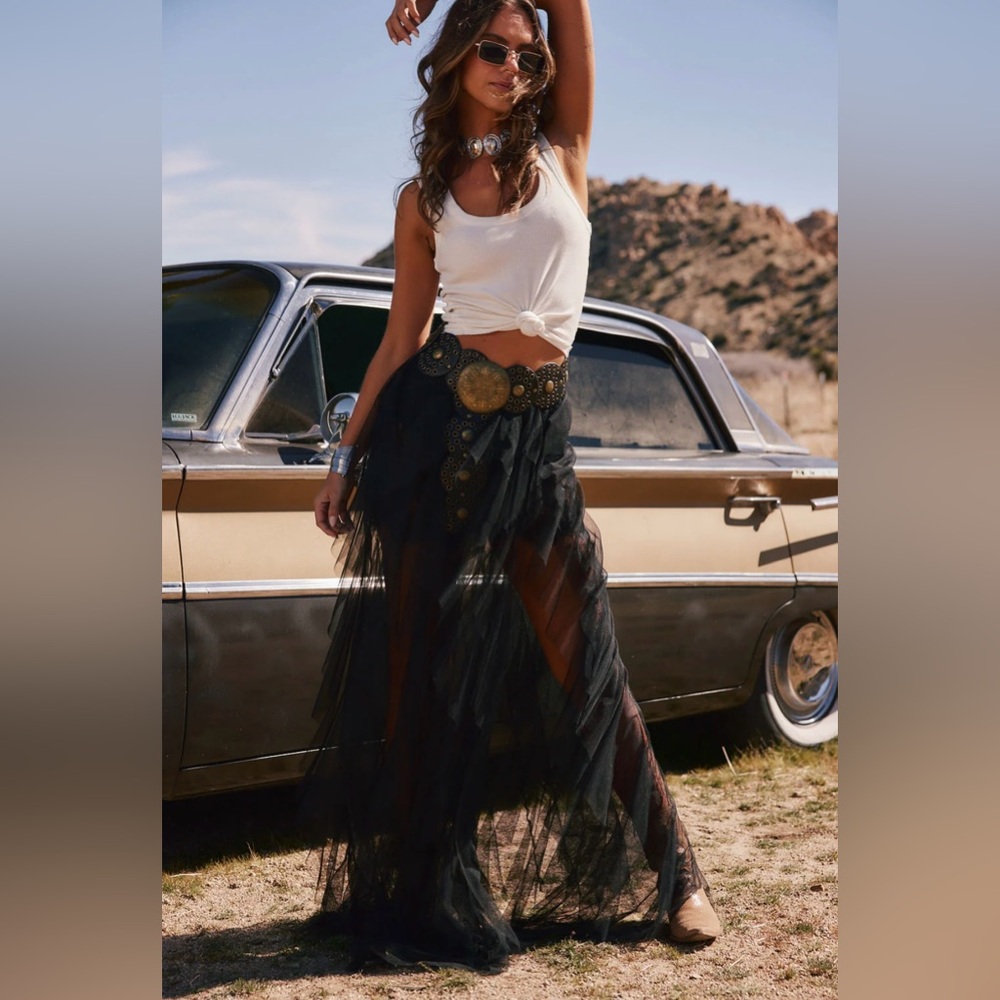 Rosalie Rock Black Tulle Maxi Skirt